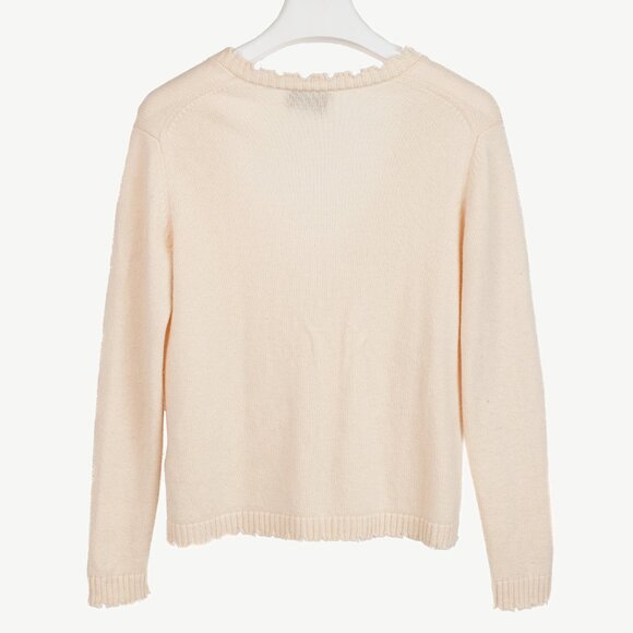 Allude Cream Wool & Cashmere Distressed V-Neck Cardigan - Picture 2 of 10